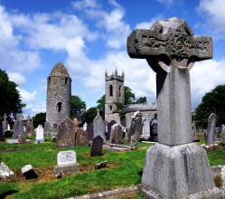 Dromiskin Church, High Cross, and Round Tower